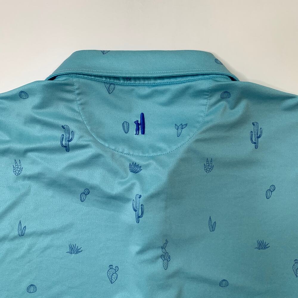 Johnnie-O Polo Shirt Mens XL Ibiza Kit Cactus Motif Quick Dry Performance Golf - Picture 8 of 10